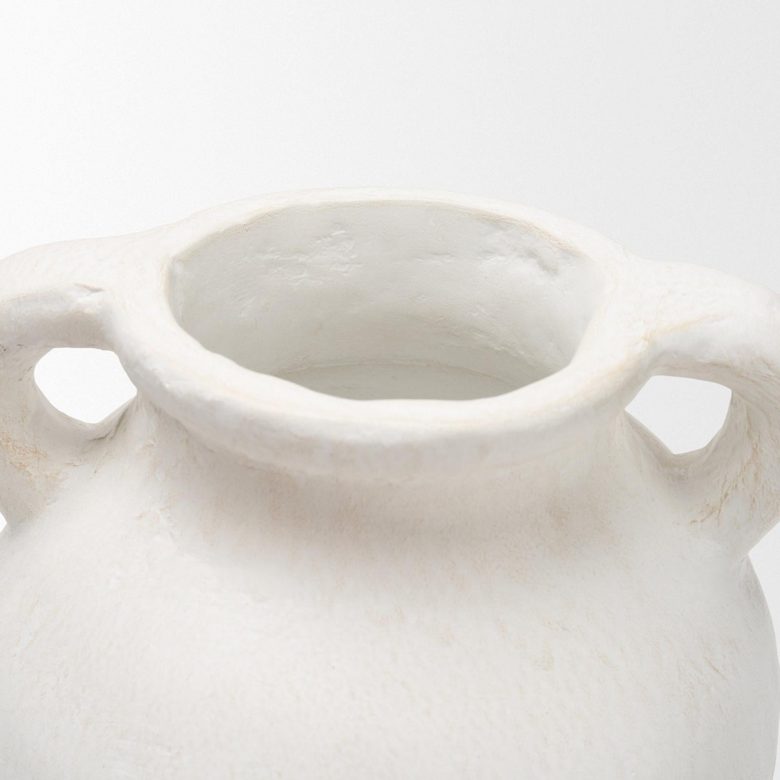 Mercana Basma White Scale Textured Ceramic Vase w/ Handles