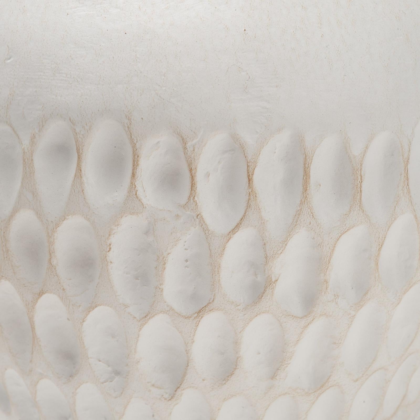 Mercana Basma White Scale Textured Ceramic Vase w/ Handles