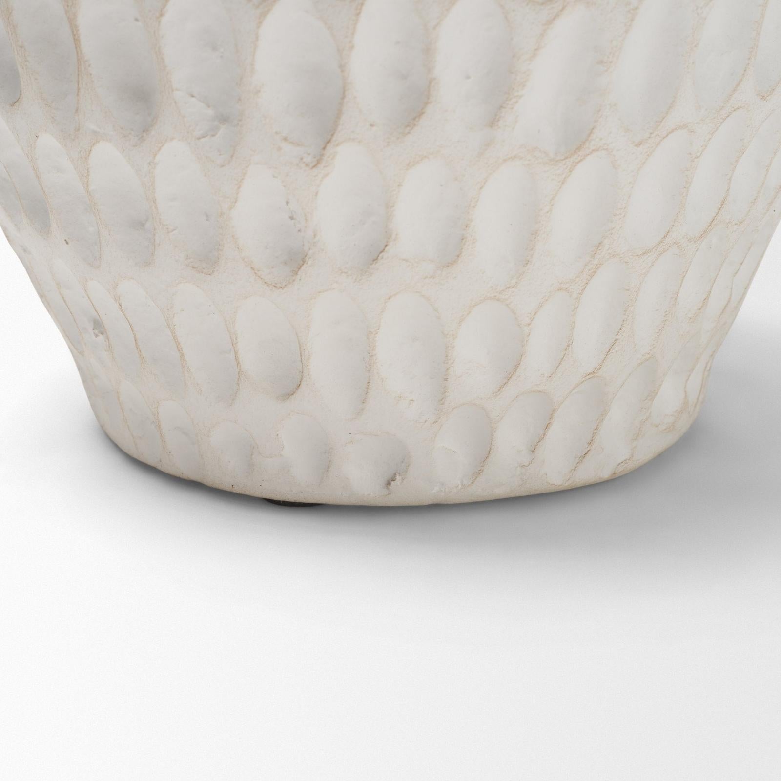 Mercana Basma White Scale Textured Ceramic Vase w/ Handles