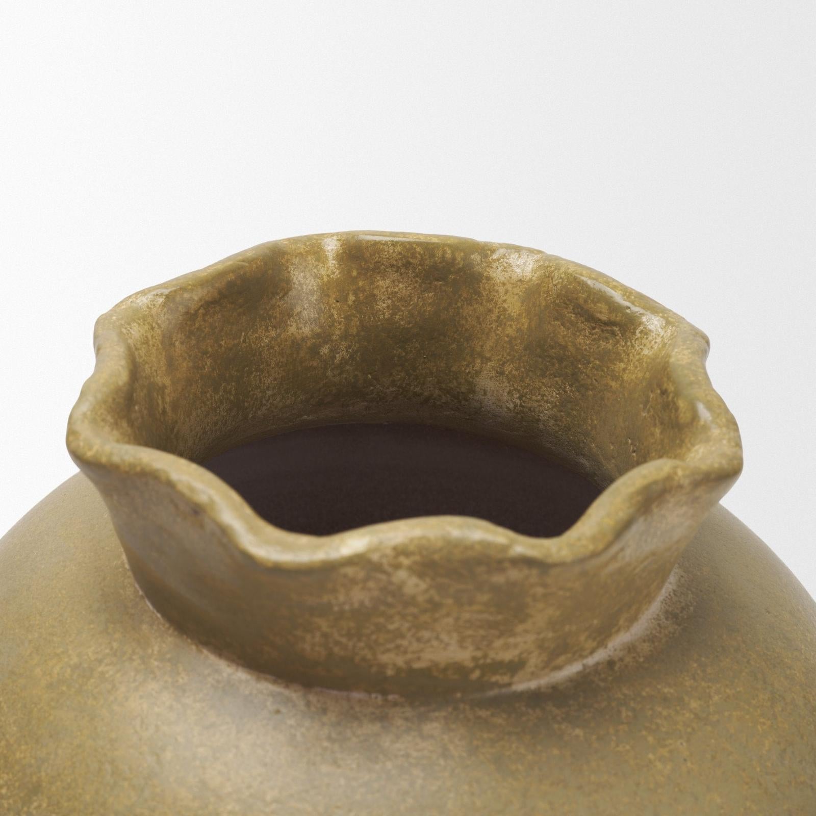 Mercana Melo Distressed Citron Yellow Ceramic Vase