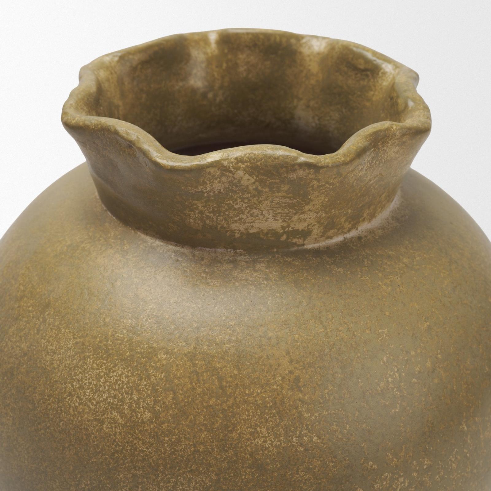 Mercana Melo Distressed Citron Yellow Ceramic Vase