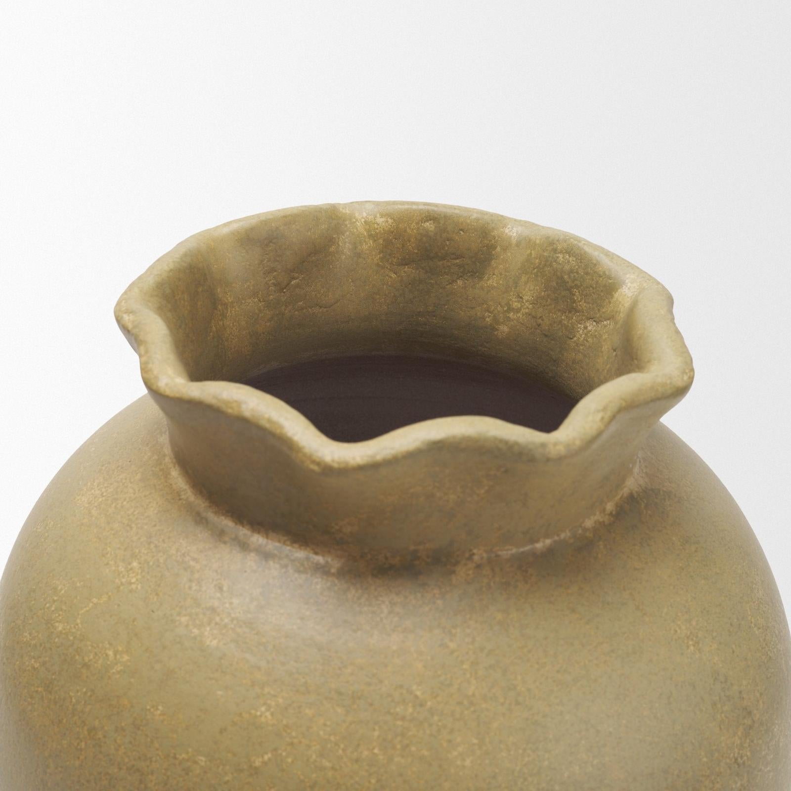 Mercana Melo Distressed Citron Yellow Ceramic Vase