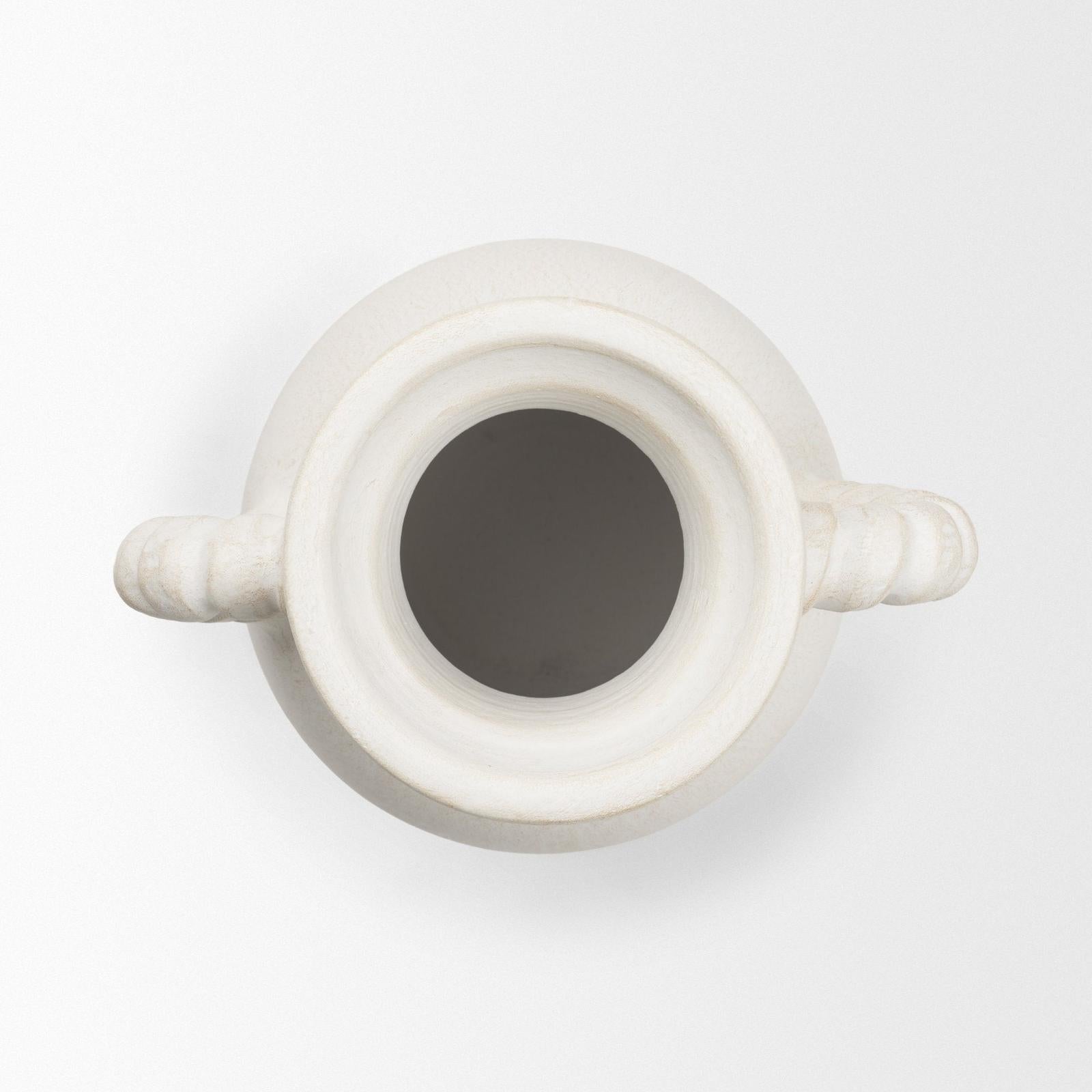 Mercana Trenza White Ceramic Vase w/ Twisted Handles