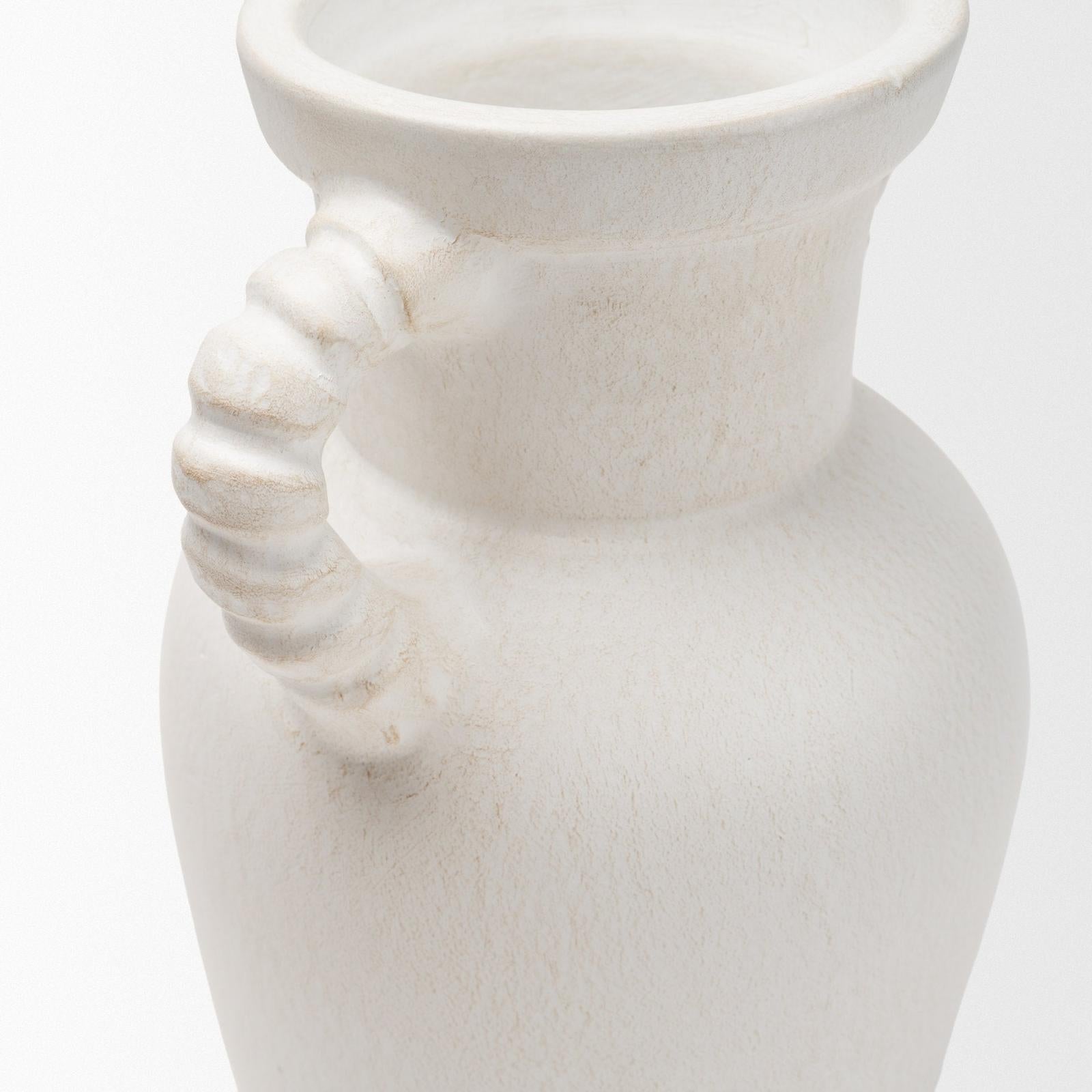Mercana Trenza White Ceramic Vase w/ Twisted Handles