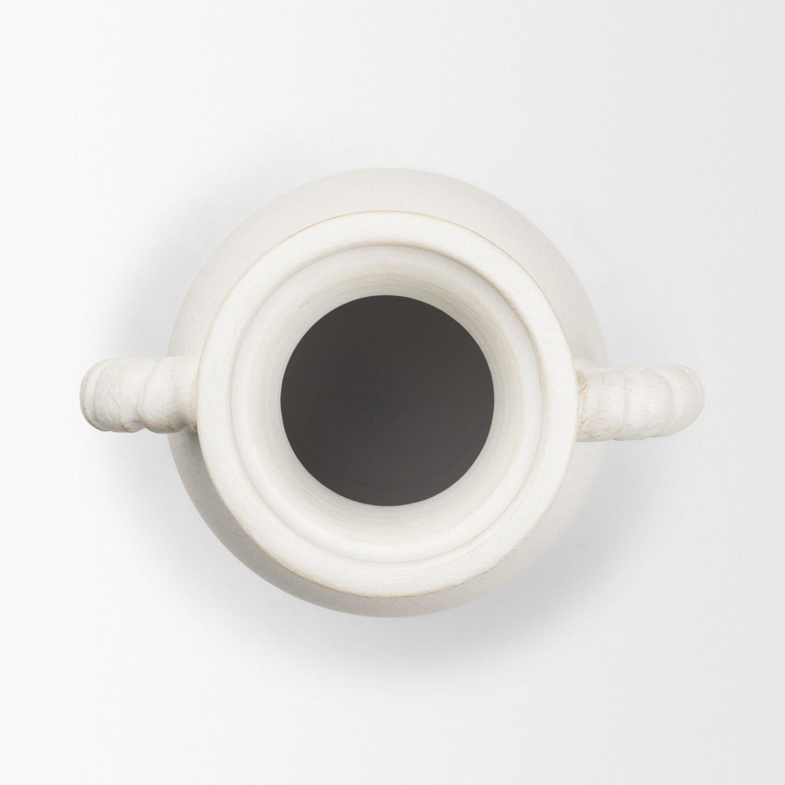 Mercana Trenza White Ceramic Vase w/ Twisted Handles