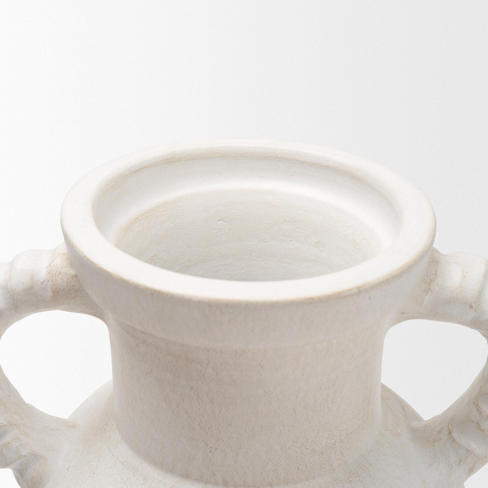 Mercana Trenza White Ceramic Vase w/ Twisted Handles