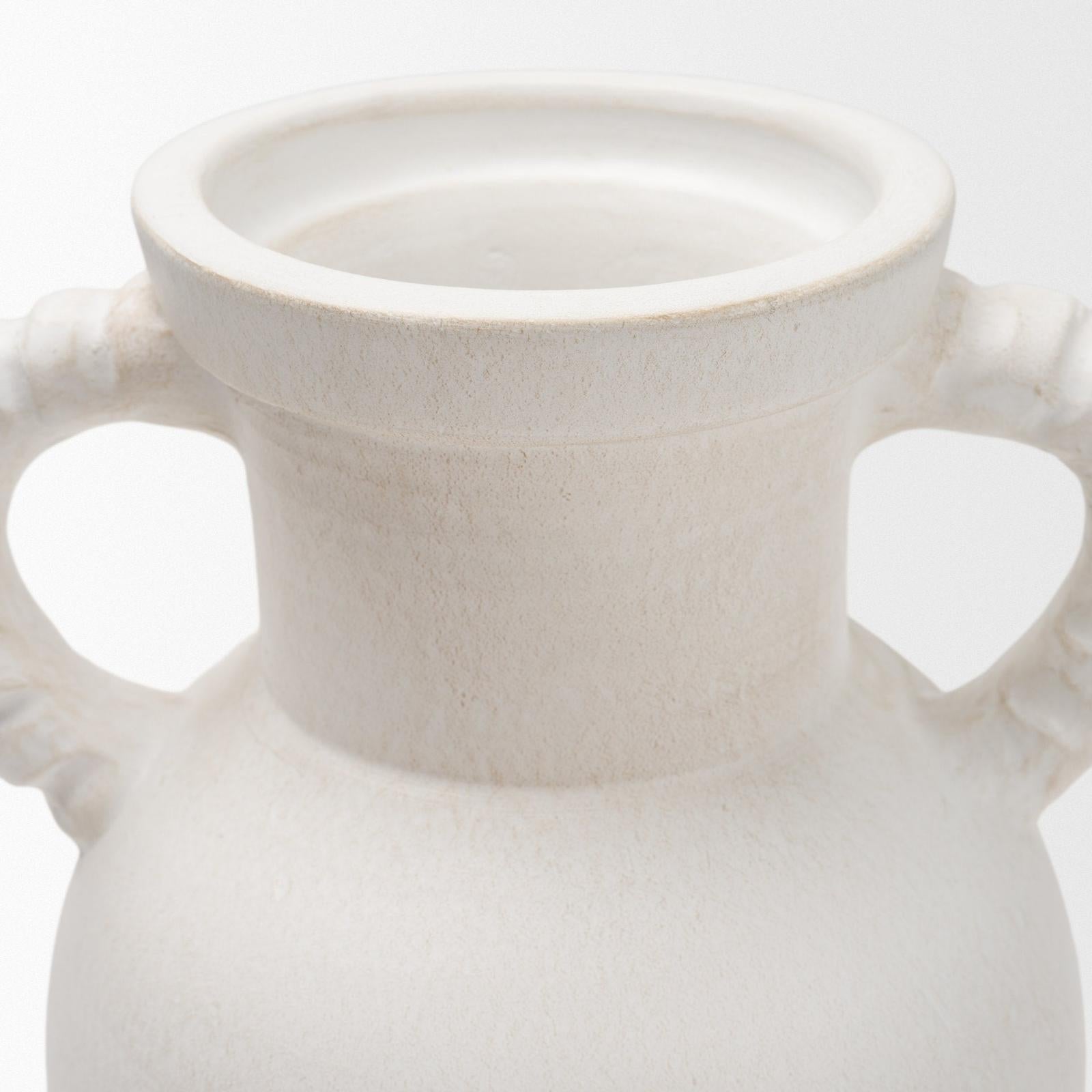 Mercana Trenza White Ceramic Vase w/ Twisted Handles