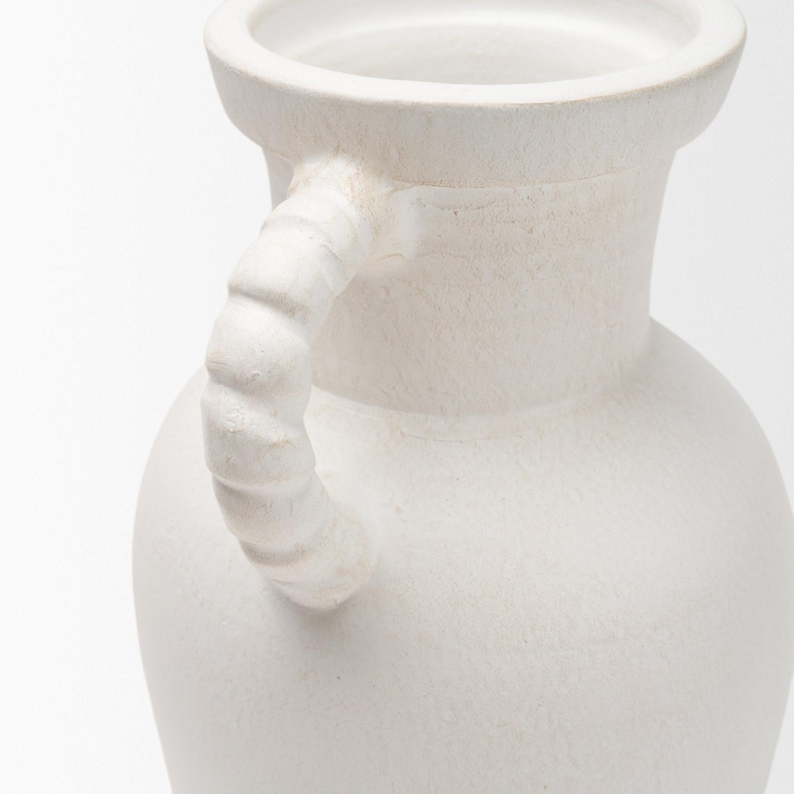 Mercana Trenza White Ceramic Vase w/ Twisted Handles