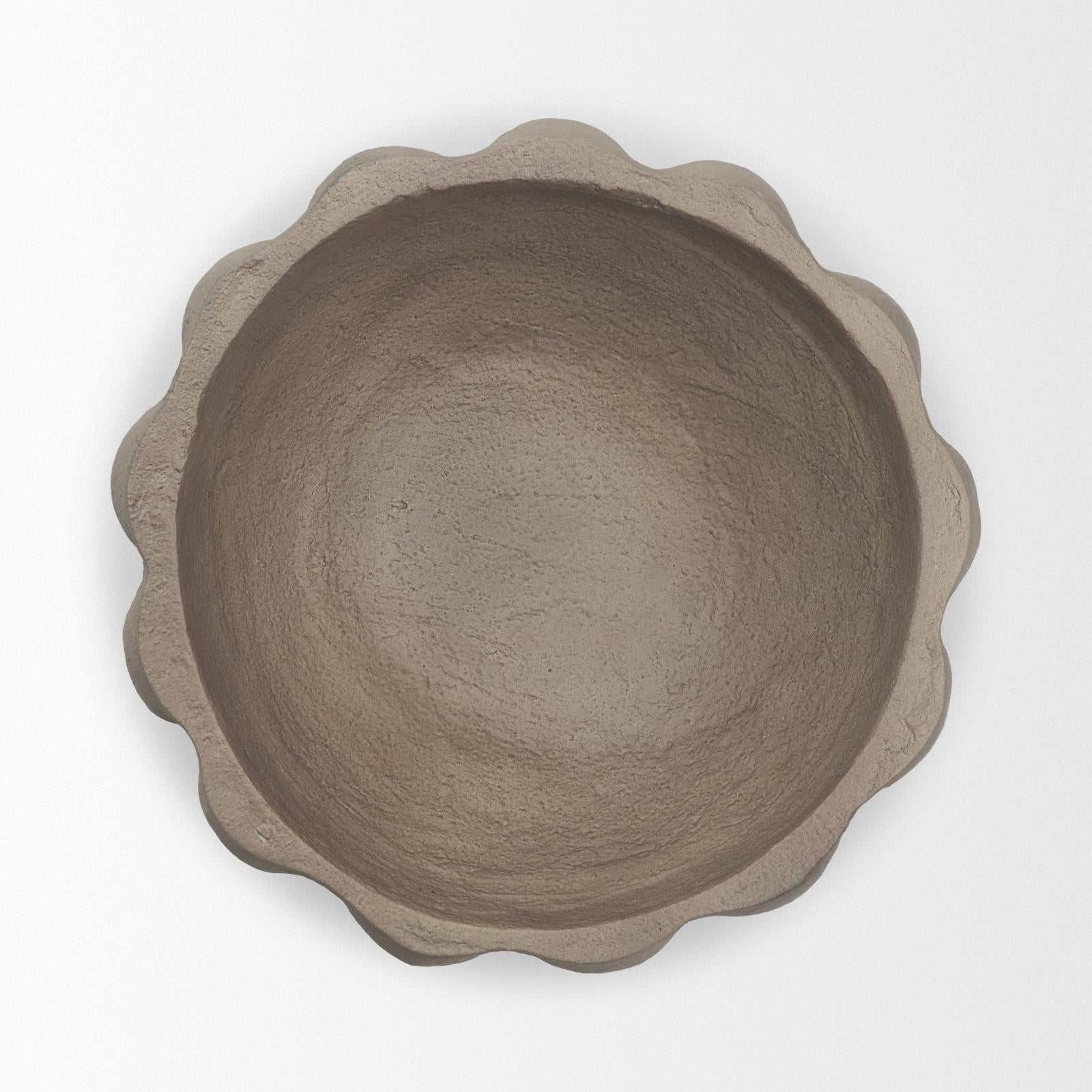 Mercana Konya Earthen Gray-Brown Dotted Paper Mache Centerpiece Bowl