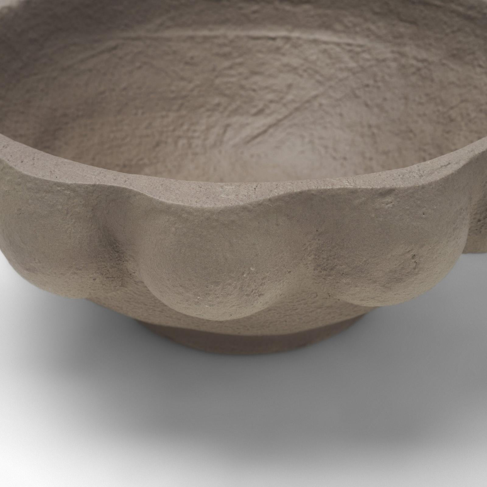 Mercana Konya Earthen Gray-Brown Dotted Paper Mache Centerpiece Bowl