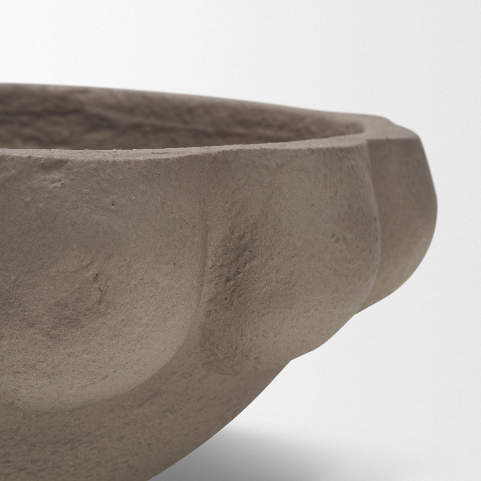 Mercana Konya Earthen Gray-Brown Dotted Paper Mache Centerpiece Bowl
