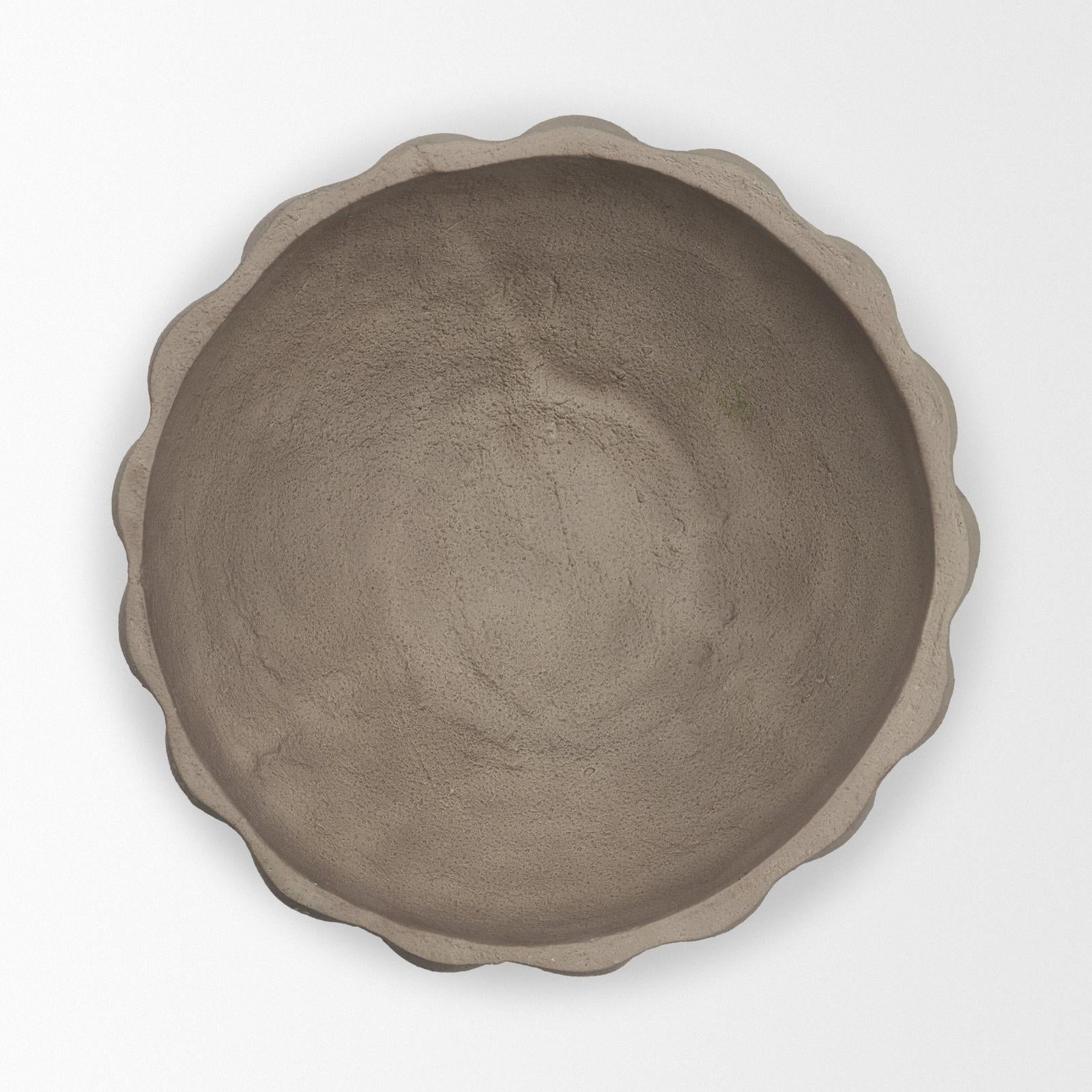 Mercana Konya Earthen Gray-Brown Dotted Paper Mache Centerpiece Bowl