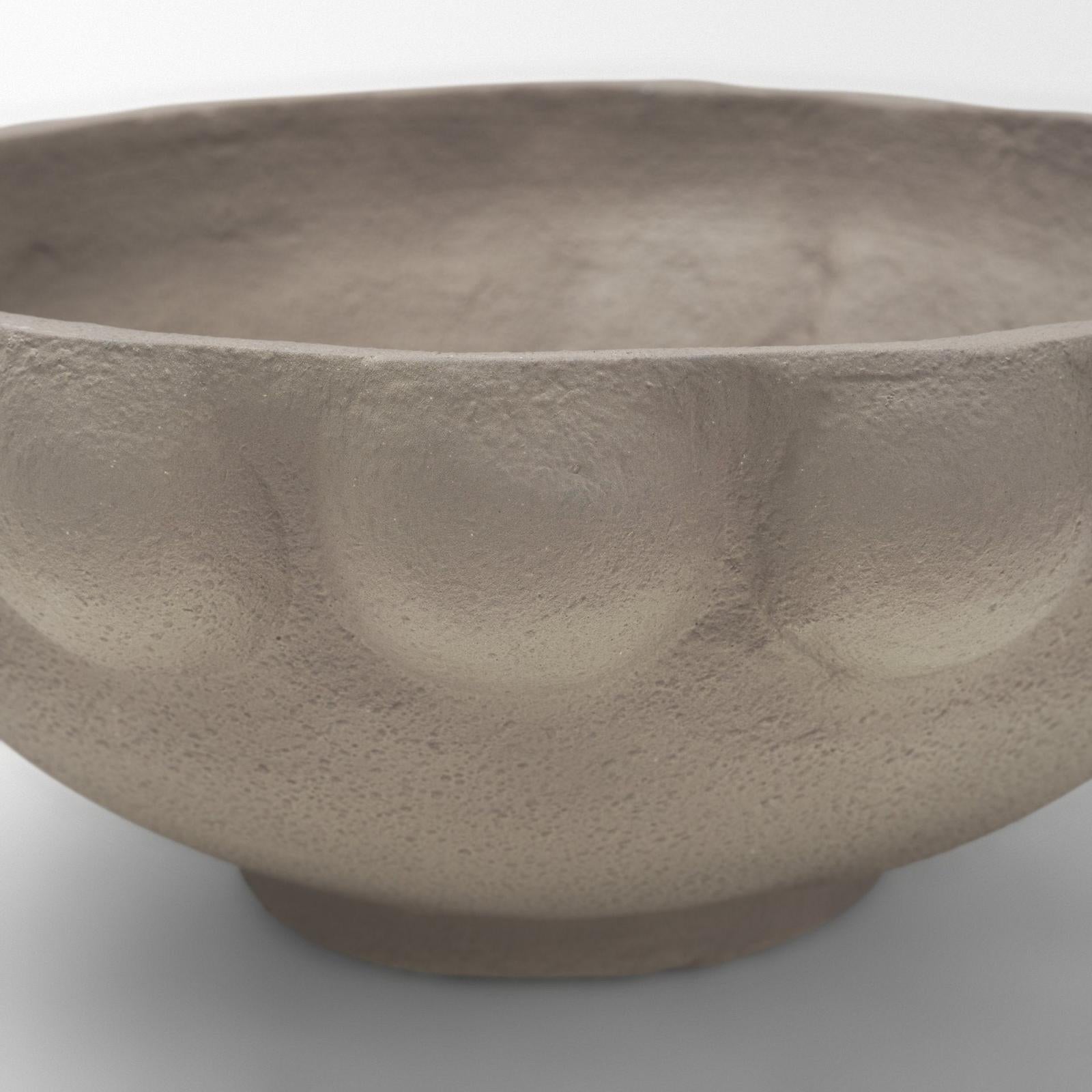 Mercana Konya Earthen Gray-Brown Dotted Paper Mache Centerpiece Bowl