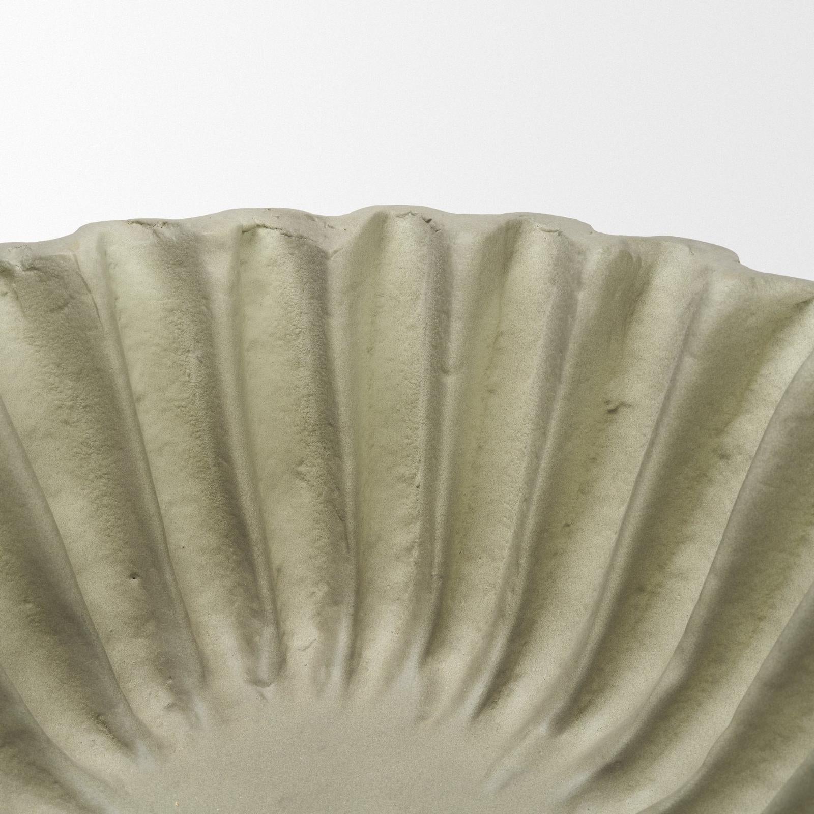 Mercana Camelia Fluted Sage Green Paper Mache Round Centerpiece Bowl