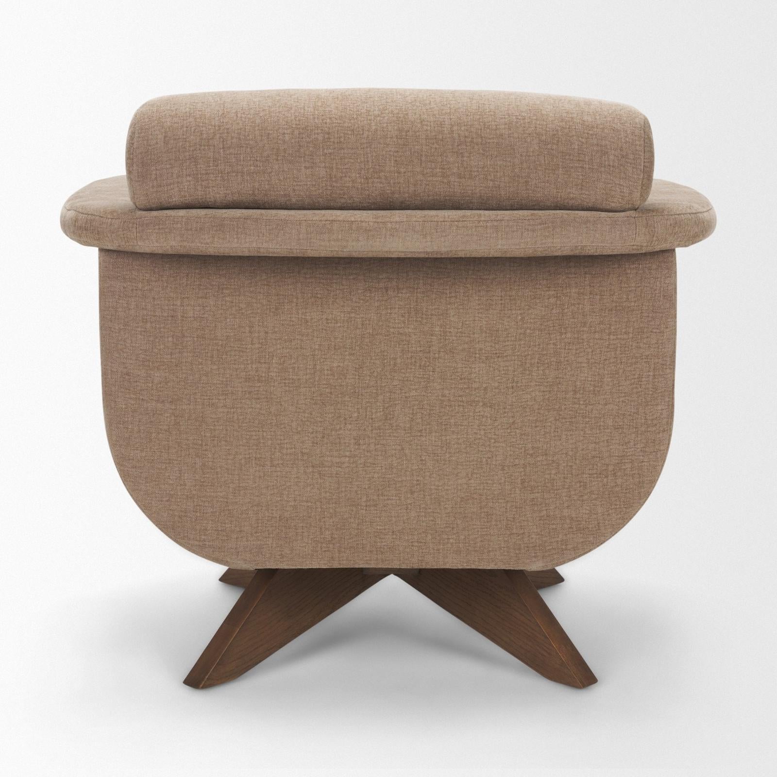 Mercana Oskar Wood Base Swivel Accent Chair