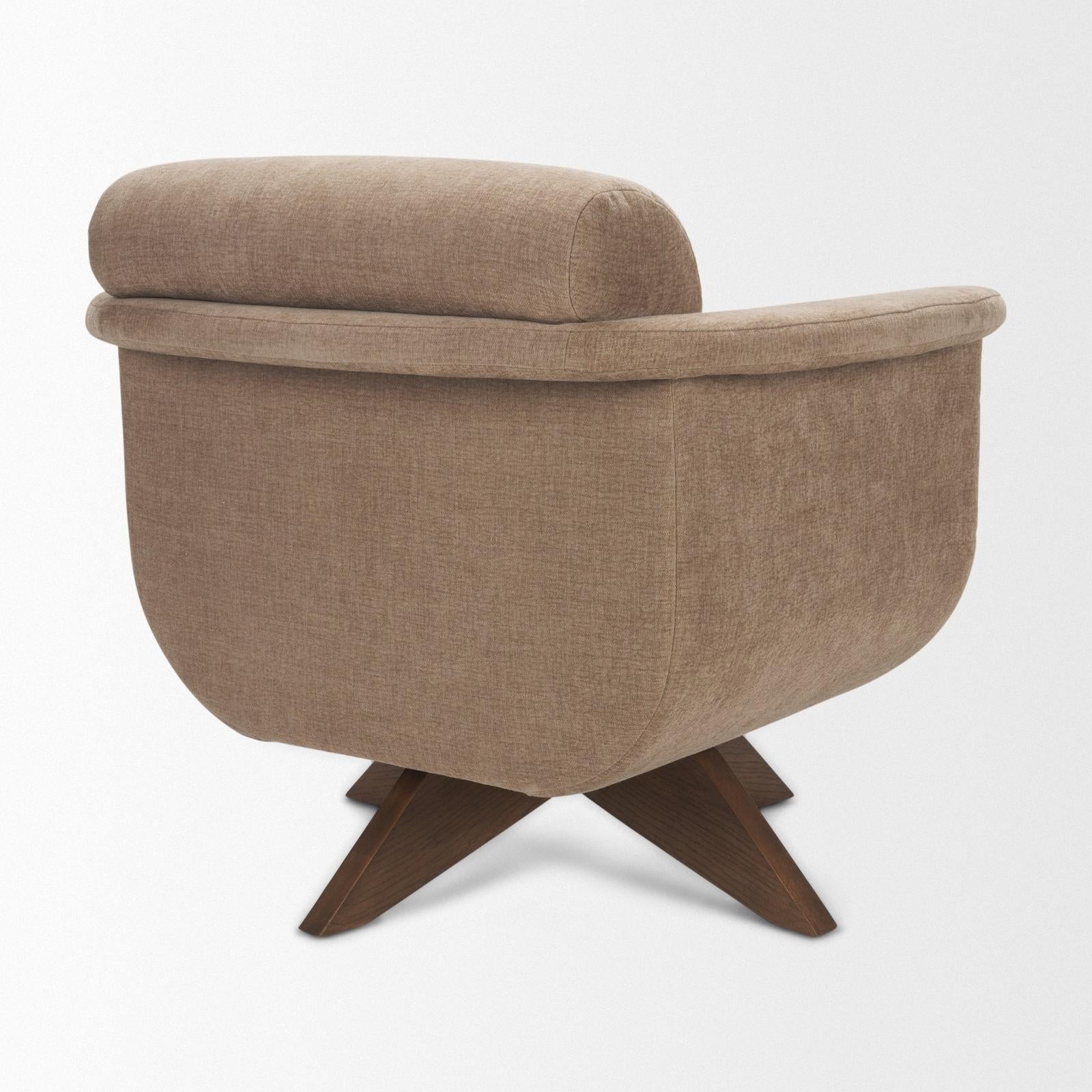 Mercana Oskar Wood Base Swivel Accent Chair
