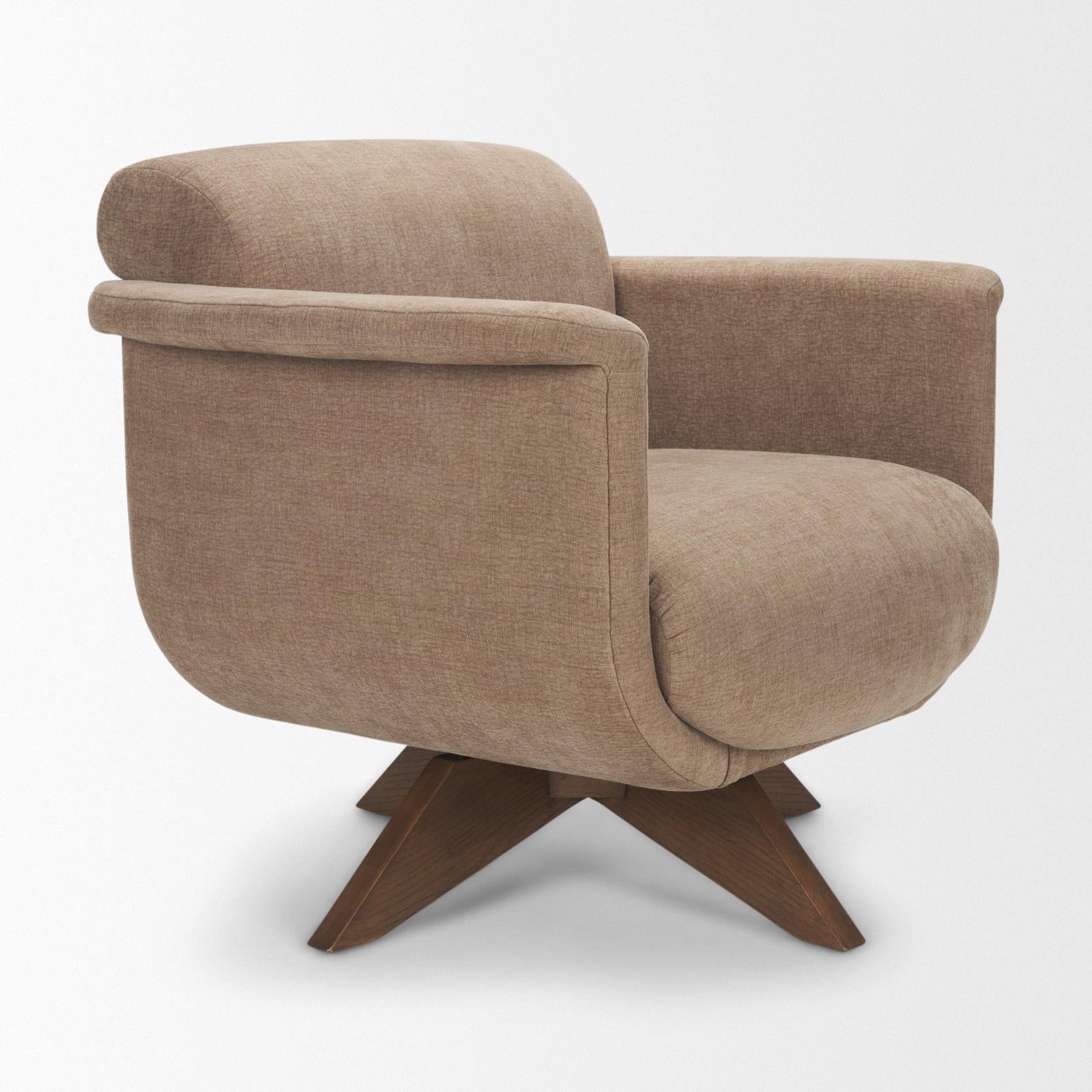 Mercana Oskar Wood Base Swivel Accent Chair