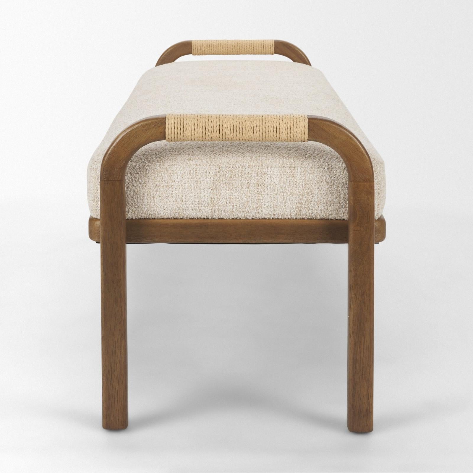 Mercana Freya Upholstered Brown Wood Frame Bench