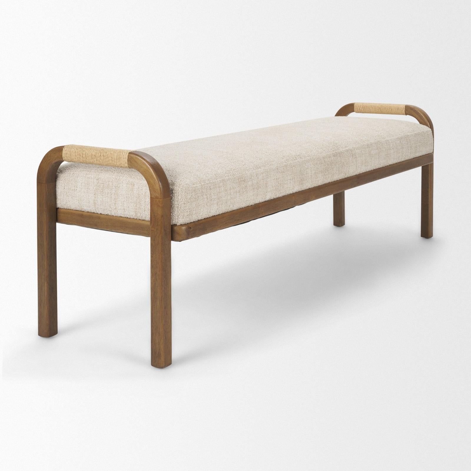 Mercana Freya Upholstered Brown Wood Frame Bench