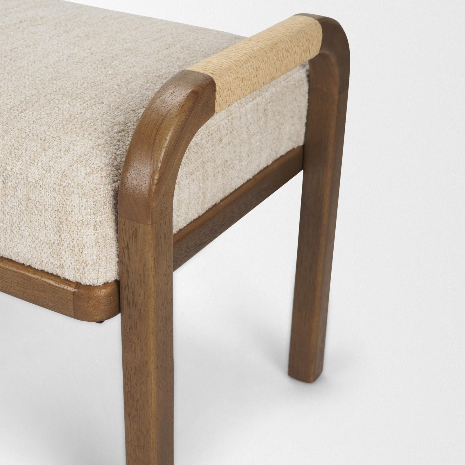 Mercana Freya Upholstered Brown Wood Frame Bench