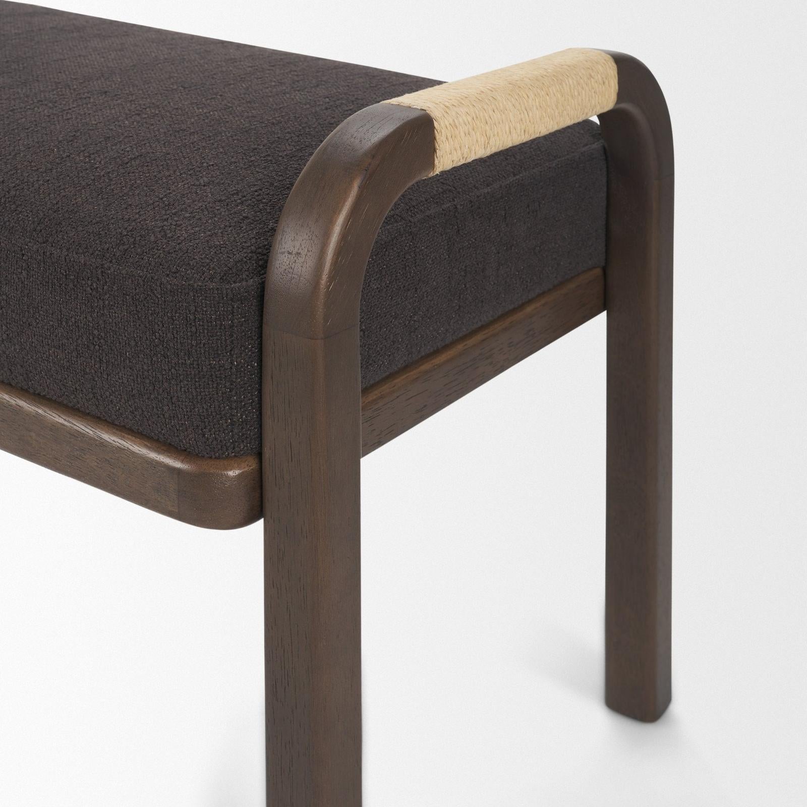 Mercana Freya Upholstered Brown Wood Frame Bench