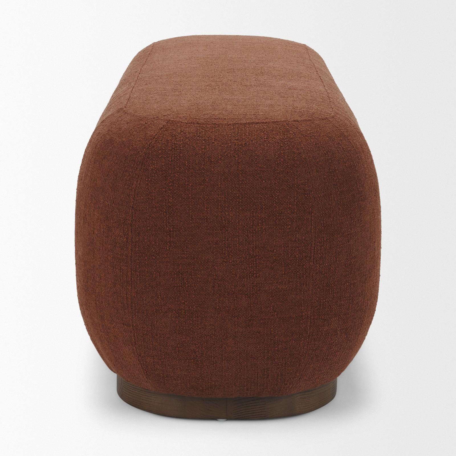Mercana Siren Burgundy Fabric w/ Brown Ash Wood Oblong Bench