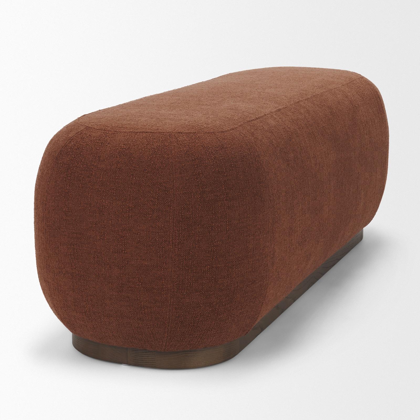 Mercana Siren Burgundy Fabric w/ Brown Ash Wood Oblong Bench