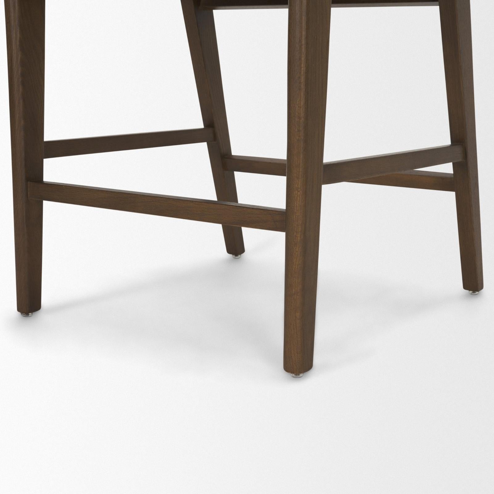Mercana Reid Framed Brown Cane Cream Fabric Counter Stool