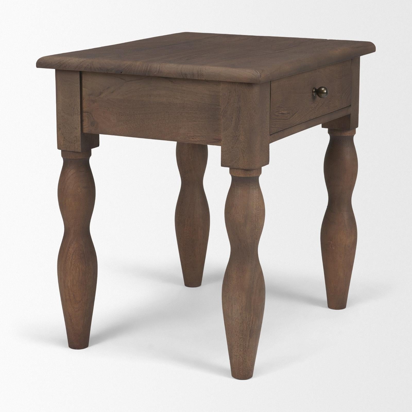 Mercana Angeline Spool Turned 1 Drawer End Table