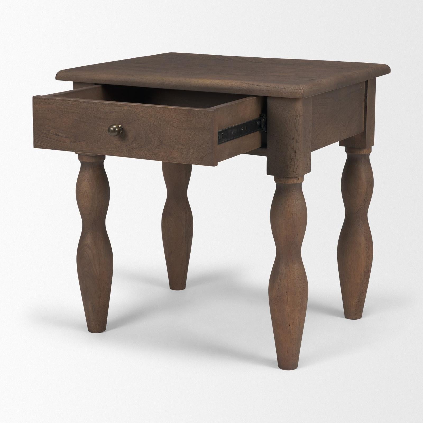 Mercana Angeline Spool Turned 1 Drawer End Table