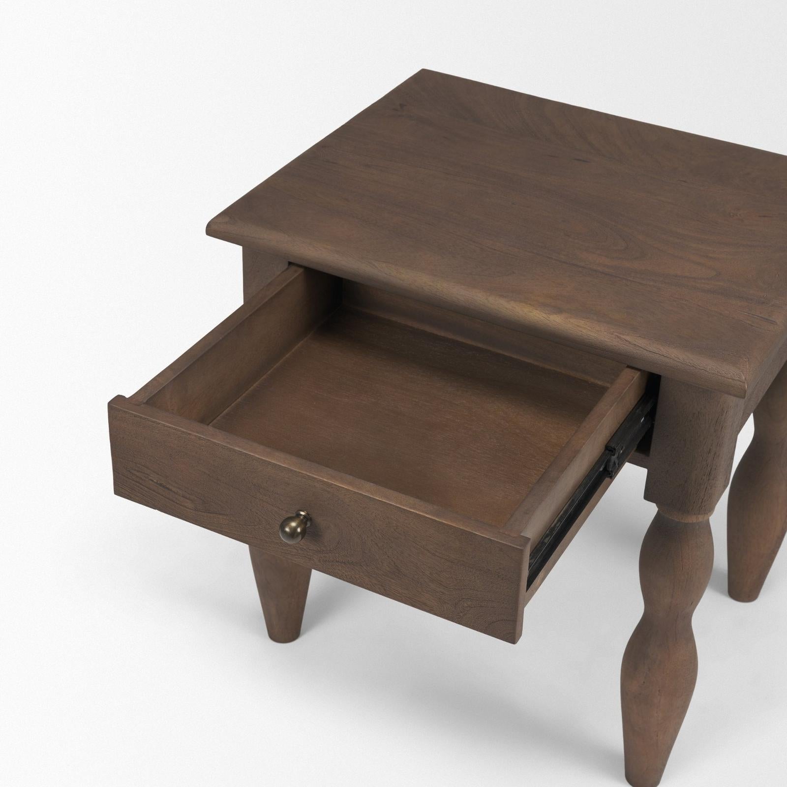 Mercana Angeline Spool Turned 1 Drawer End Table