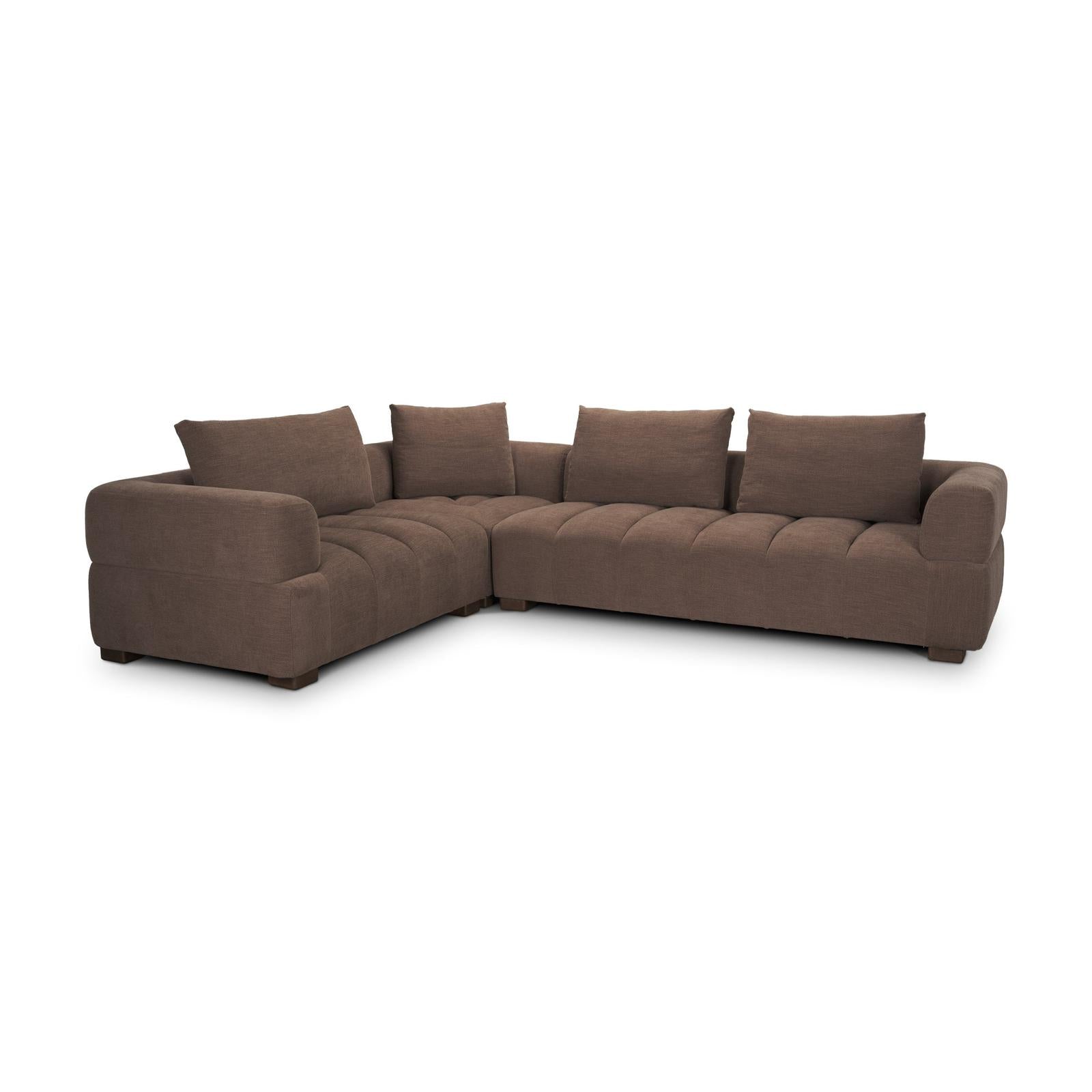 Mercana Warner Channel 3 Piece Sofa Set w/Corner Piece w/Back Cushions