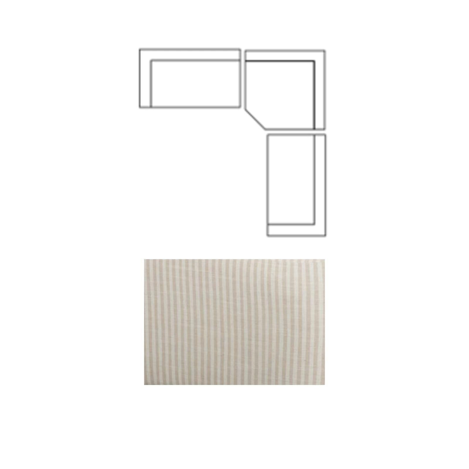 Mercana Warner Stripe 3 Piece Sofa Set w/Corner Piece