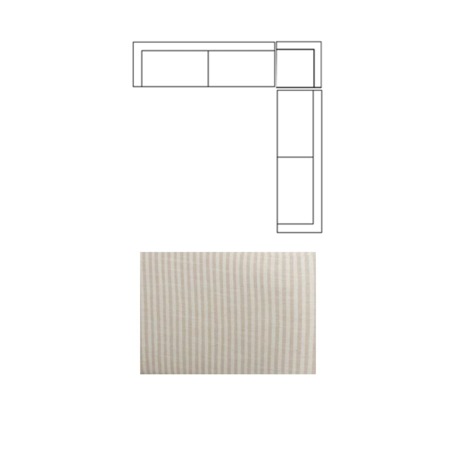 Mercana Warner Stripe 3 Piece Sofa Set w/Corner Piece