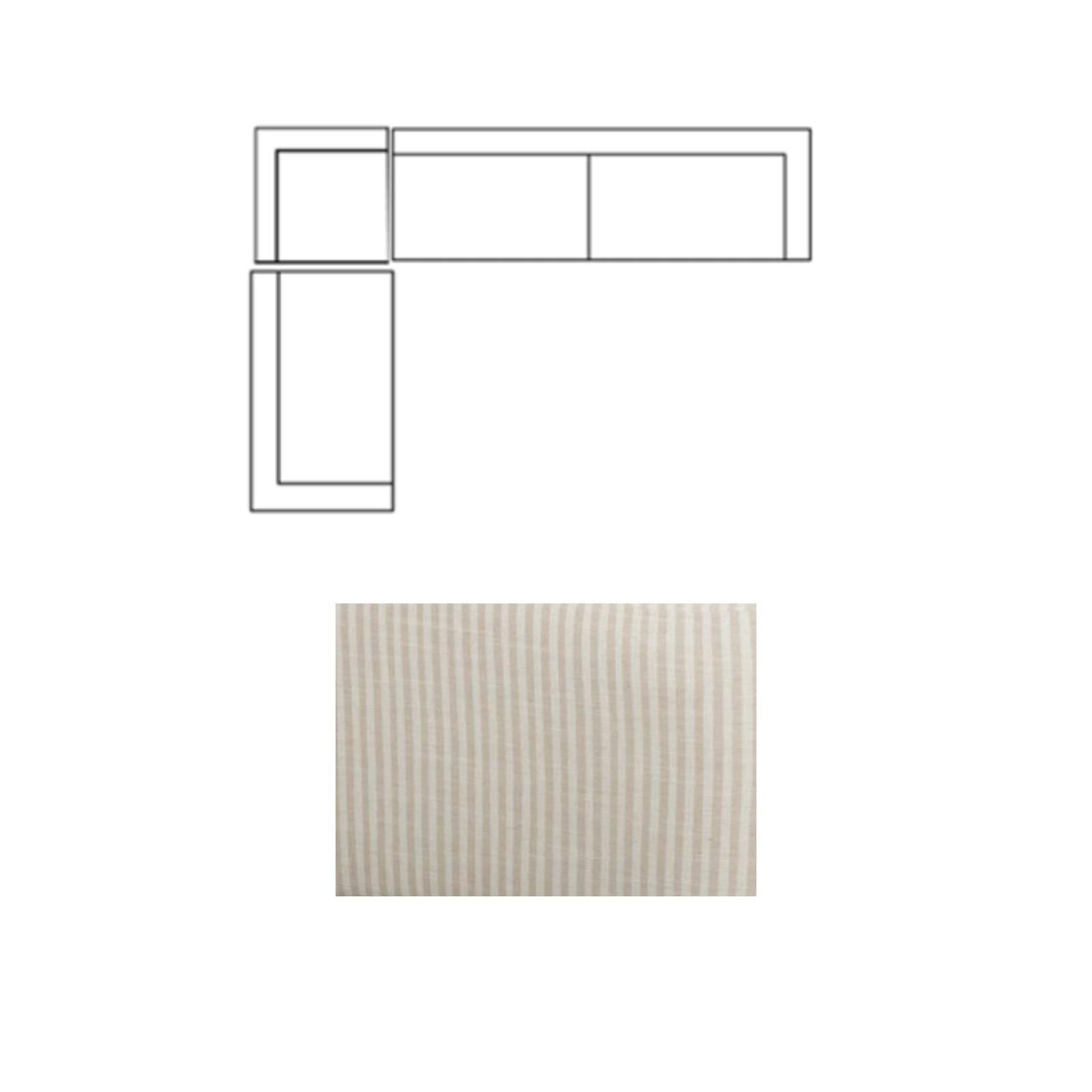 Mercana Warner Stripe 3 Piece Sofa Set w/Corner Piece