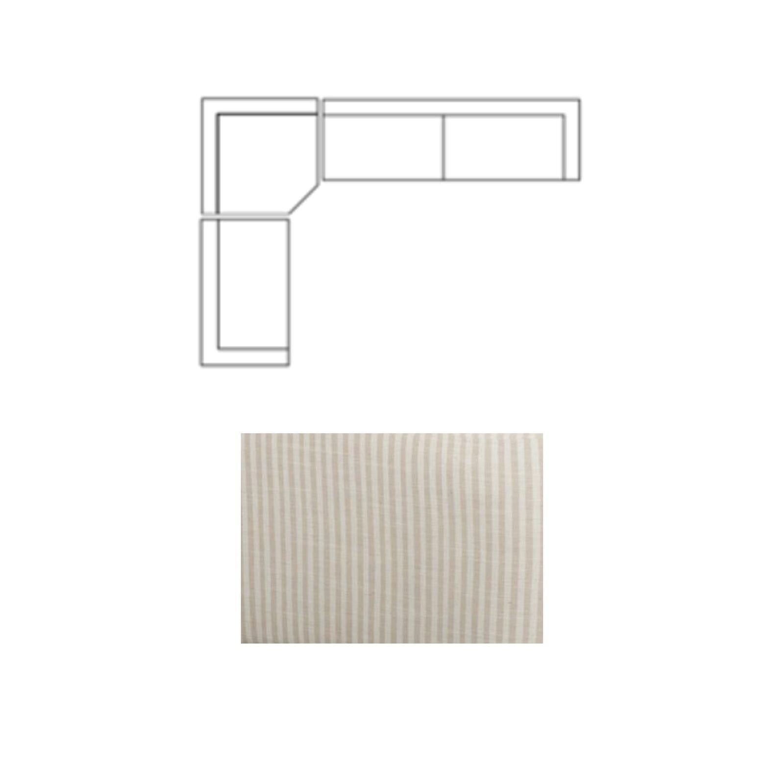 Mercana Warner Stripe 3 Piece Sofa Set w/Corner Piece
