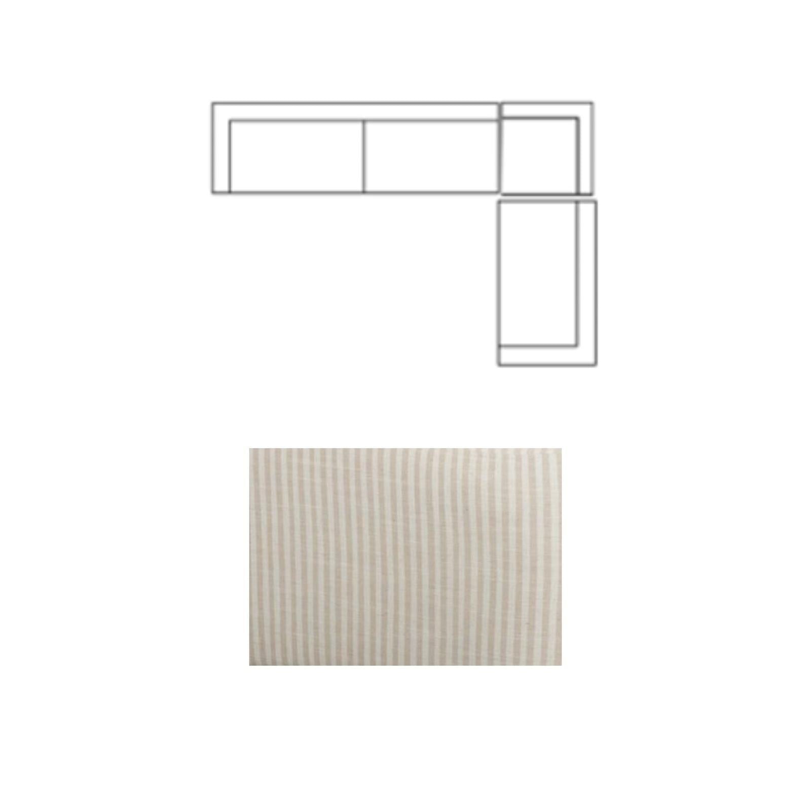 Mercana Warner Stripe 3 Piece Sofa Set w/Corner Piece