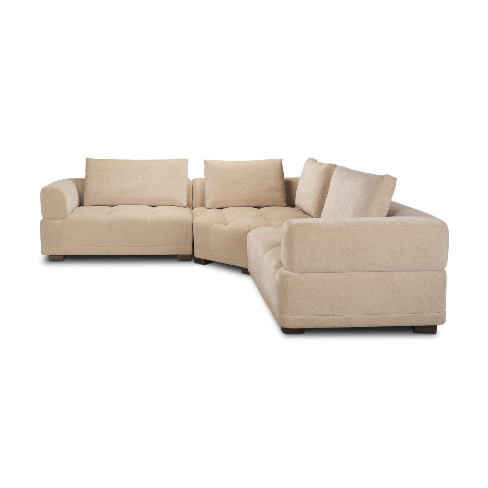 Mercana Warner Quilt 3 Piece Sofa Set w/Corner Piece w/Back Cushions