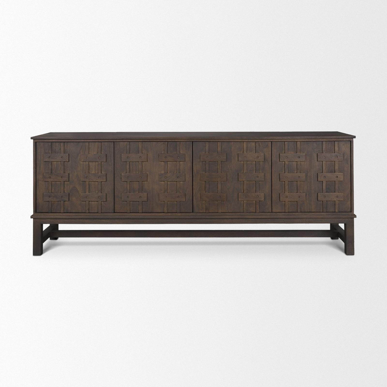 Mercana Truss Dark Brown Wood 4 Door Closed Sideboard