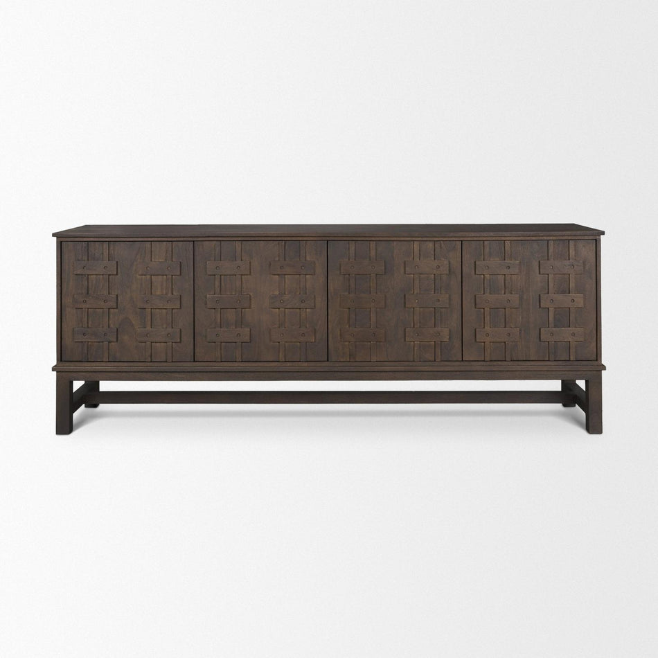Mercana Truss Dark Brown Wood 4 Door Closed Sideboard