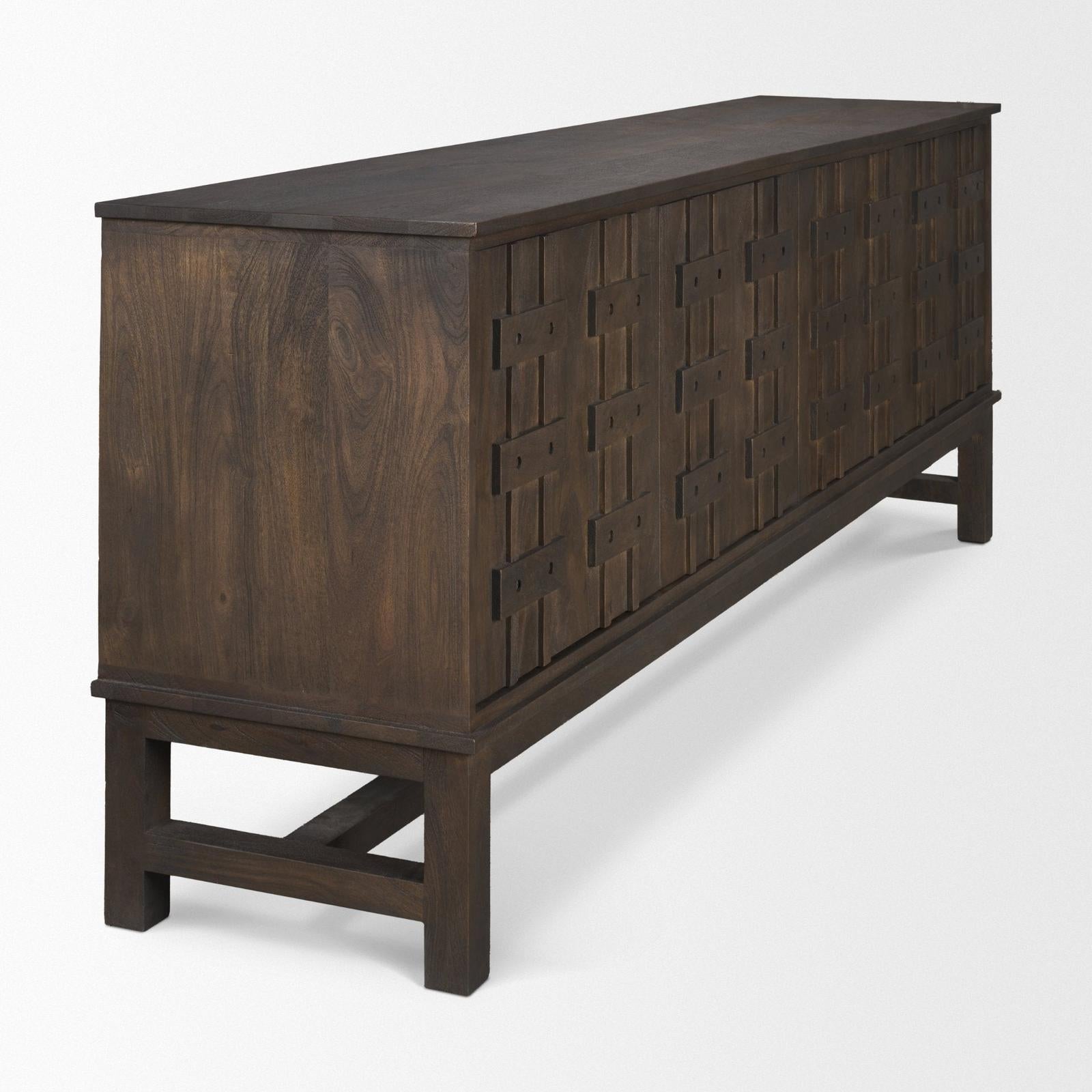 Mercana Truss Dark Brown Wood 4 Door Closed Sideboard