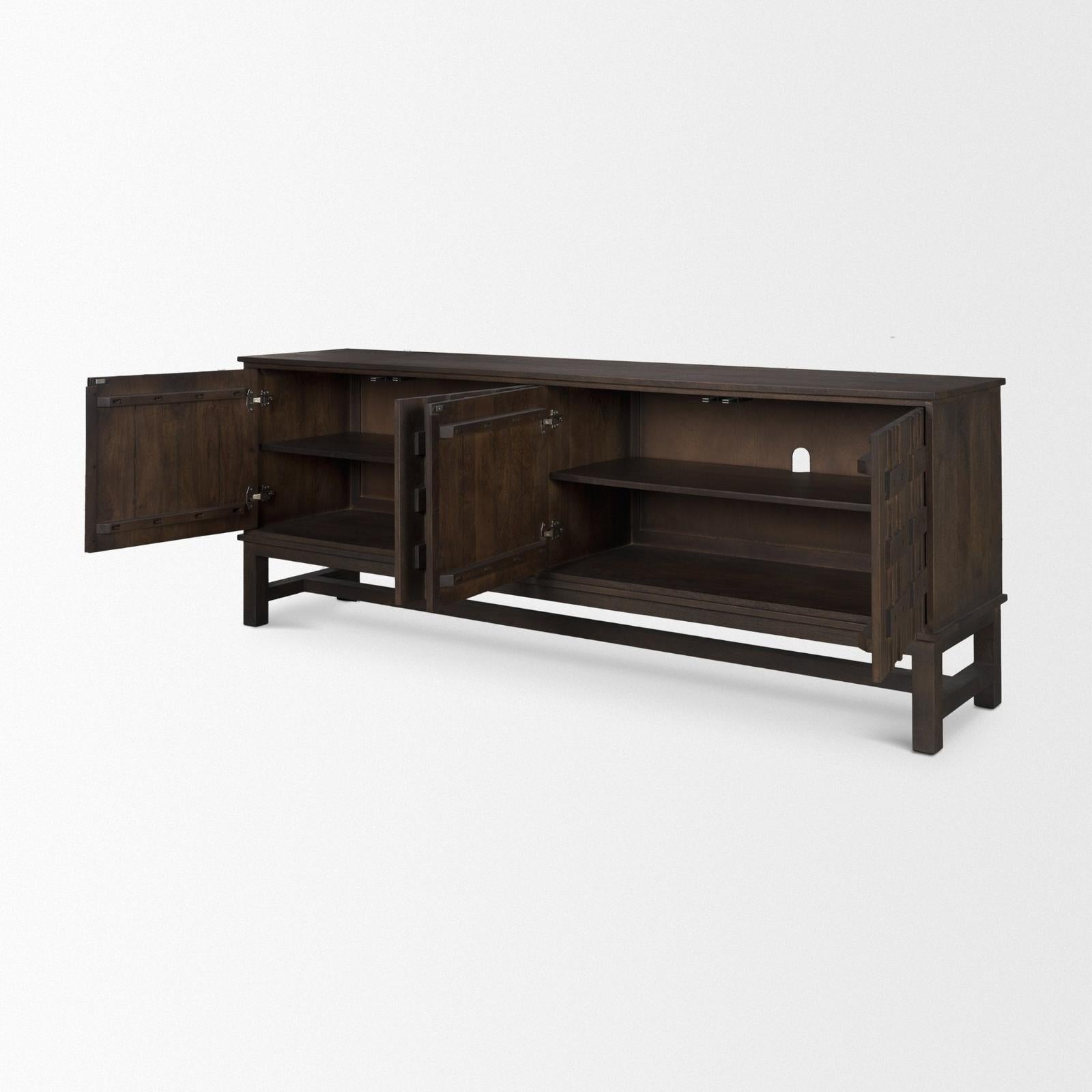 Mercana Truss Dark Brown Wood 4 Door Closed Sideboard