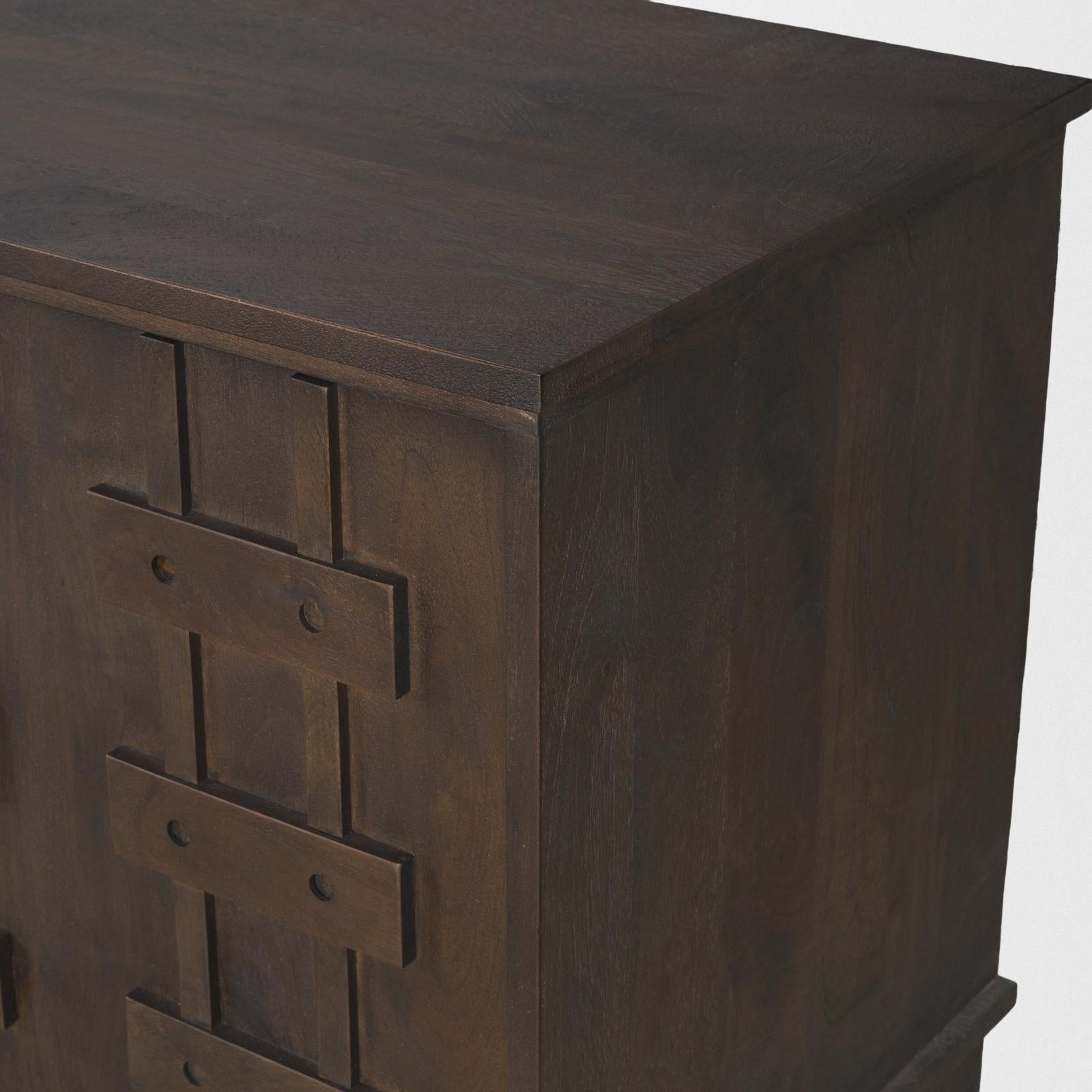 Mercana Truss Dark Brown Wood 4 Door Closed Sideboard