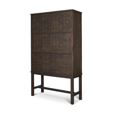 Mercana Truss Dark Brown Wood 6 Door Tall Cabinet
