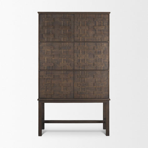 Mercana Truss Dark Brown Wood 6 Door Tall Cabinet