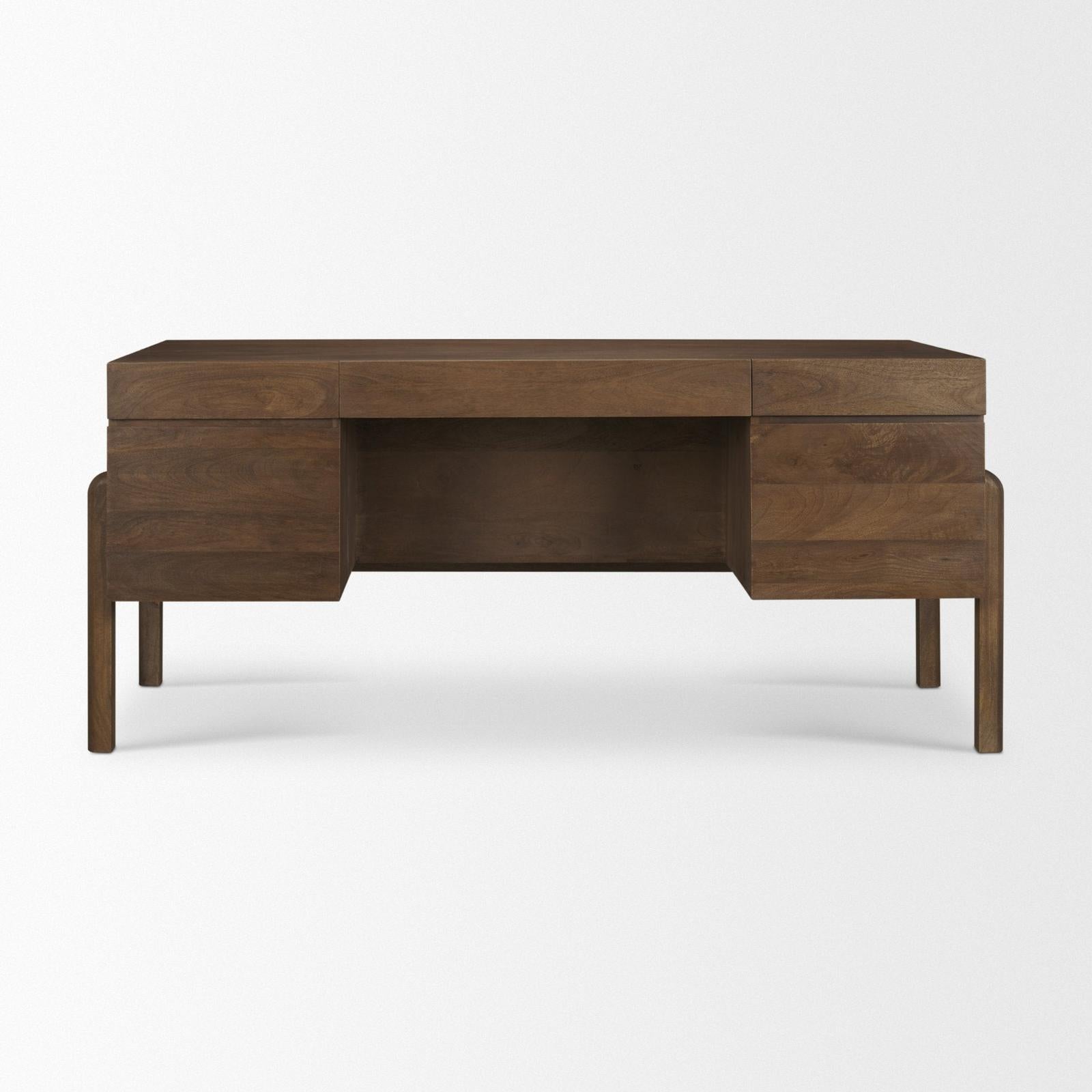 Mercana Trellyn Solid Wood Carved Woven Desk