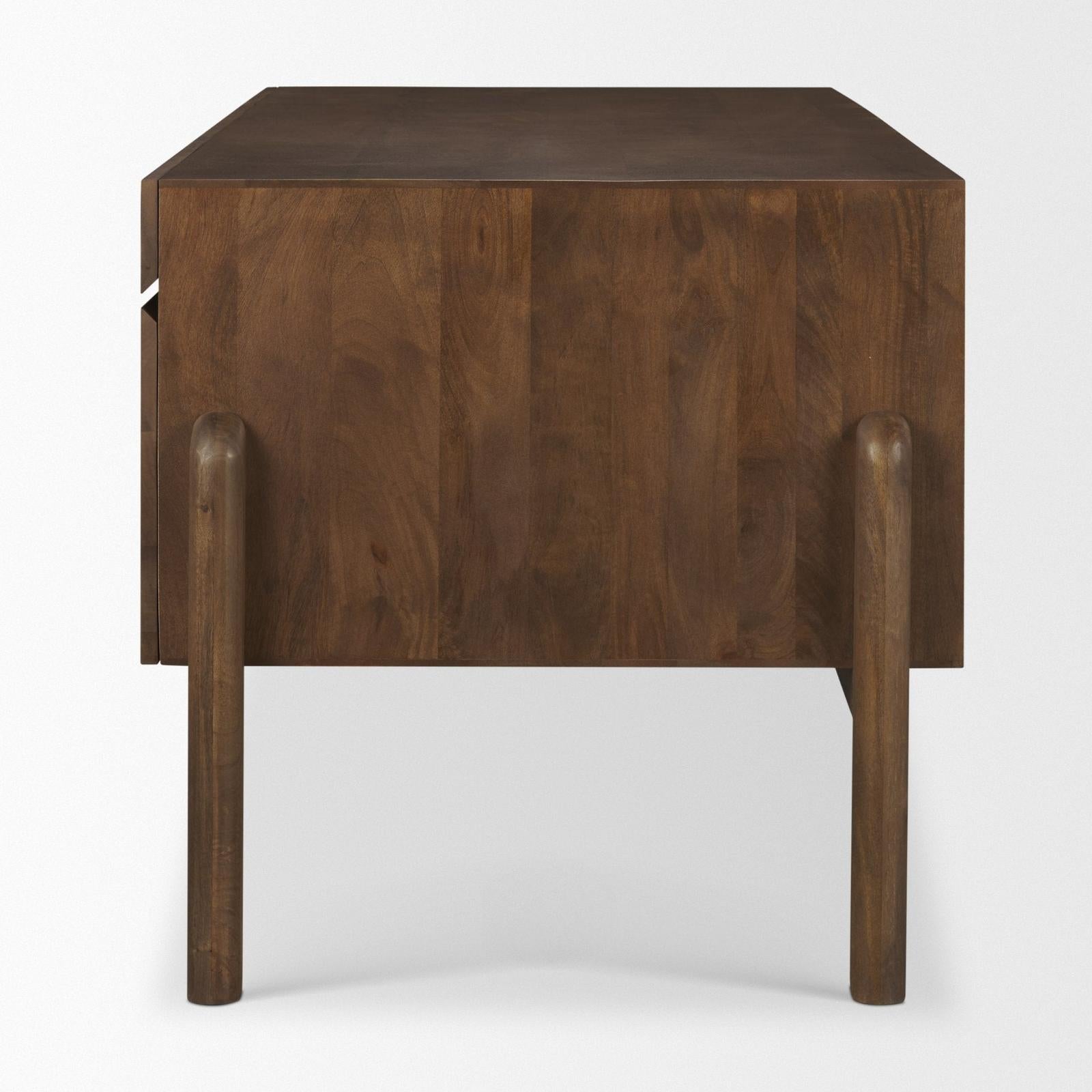 Mercana Trellyn Solid Wood Carved Woven Desk