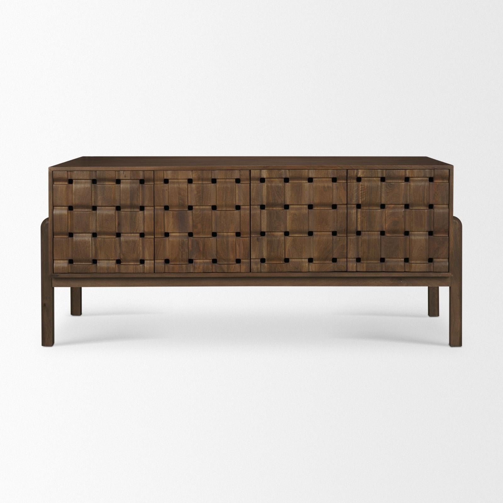 Mercana Trellyn Solid Wood Carved Woven Desk
