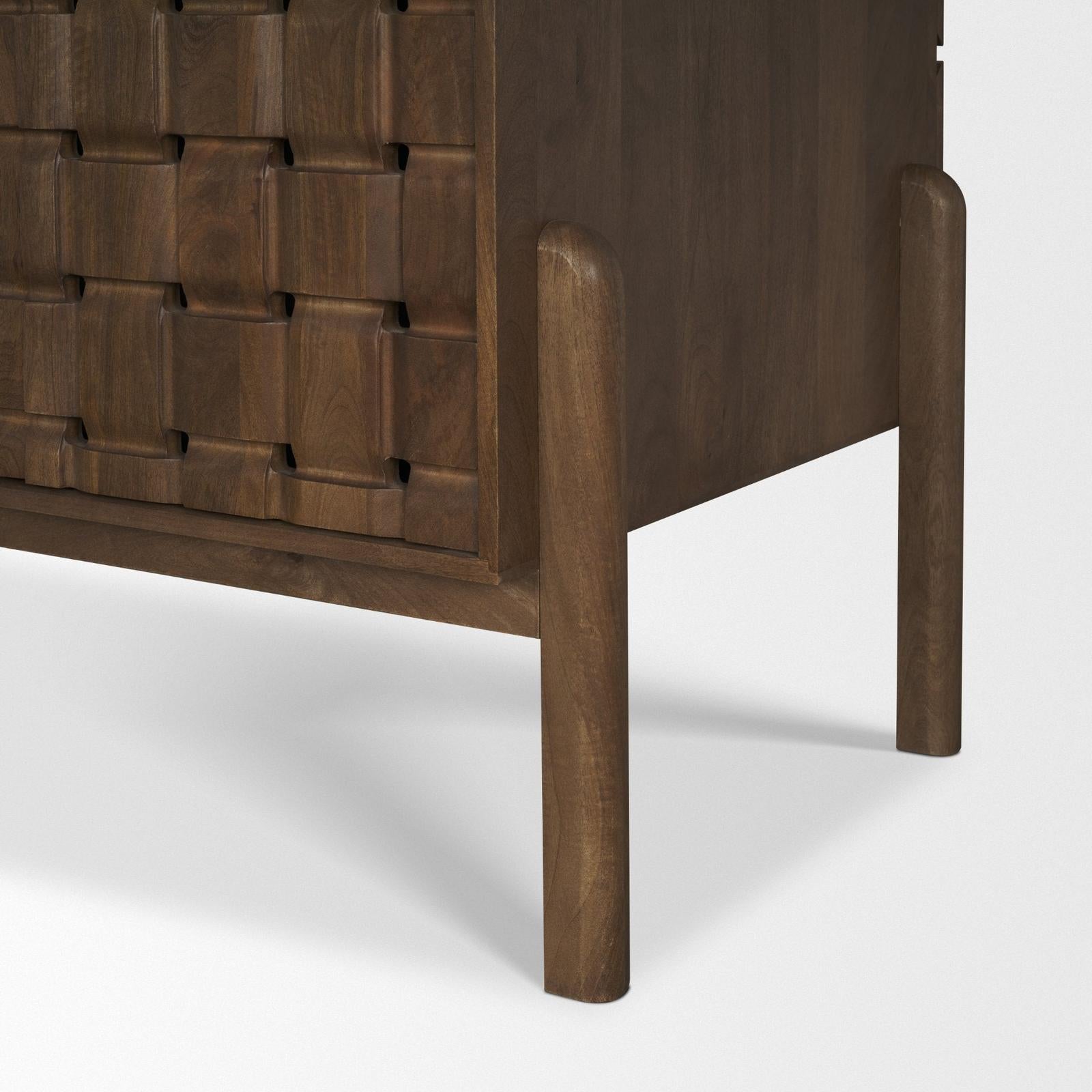 Mercana Trellyn Solid Wood Carved Woven Desk
