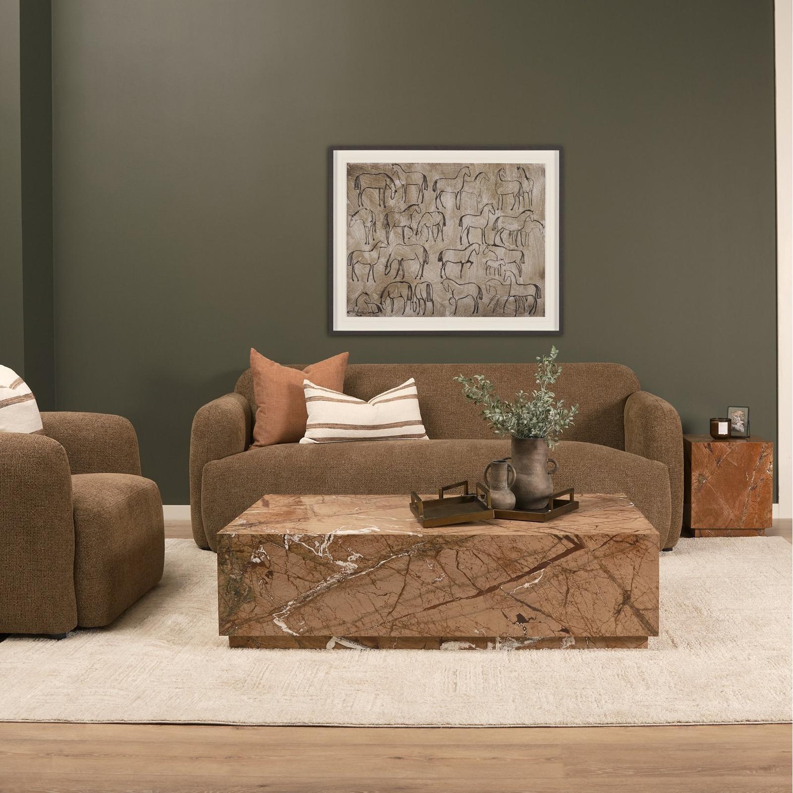 Mercana Matteo Solid Rainforest Rust Marble Square Side Table